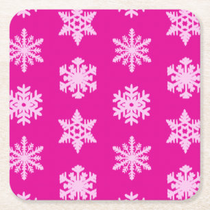 Ikat Snowflakes - Fuchsia en ijsroze Kartonnen Onderzetters