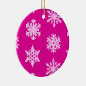 Ikat Snowflakes - Fuchsia en ijsroze Keramisch Ornament (Rechts)