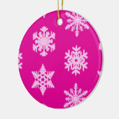 Ikat Snowflakes - Fuchsia en ijsroze Keramisch Ornament (Links)