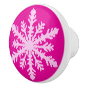 Ikat Snowflakes - Fuchsia en ijsroze Keramische Knop (Rechts)