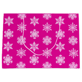 Ikat Snowflakes - Fuchsia en ijsroze Large Cadeautasje