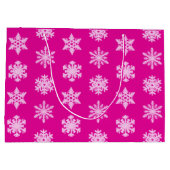 Ikat Snowflakes - Fuchsia en ijsroze Large Cadeautasje (Achterkant)