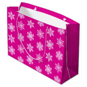 Ikat Snowflakes - Fuchsia en ijsroze Large Cadeautasje (Achterkant Gekanteld)