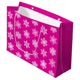 Ikat Snowflakes - Fuchsia en ijsroze Large Cadeautasje