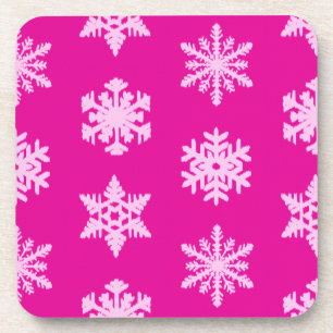 Ikat Snowflakes - Fuchsia en ijsroze Onderzetter