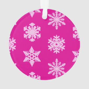 Ikat Snowflakes - Fuchsia en ijsroze Ornament