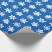 Ikat Snowflakes - Kobaltblauw en wit Cadeaupapier (Hoek)