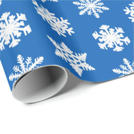 Ikat Snowflakes - Kobaltblauw en wit Cadeaupapier