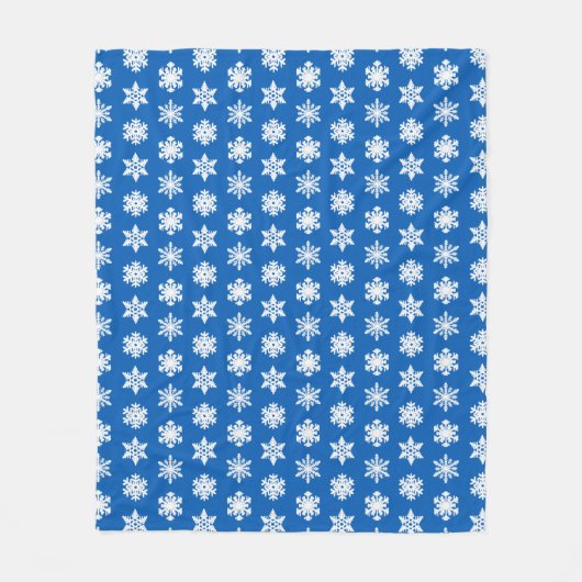 Ikat Snowflakes - Kobaltblauw en wit Fleece Deken (Voorkant)