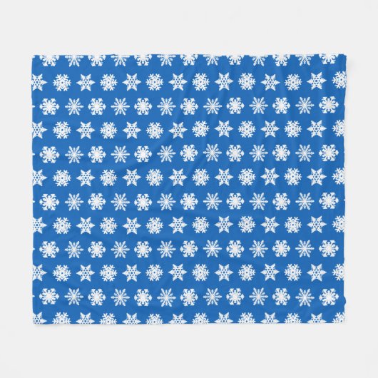 Ikat Snowflakes - Kobaltblauw en wit Fleece Deken (Voorkant (Horizontaal))