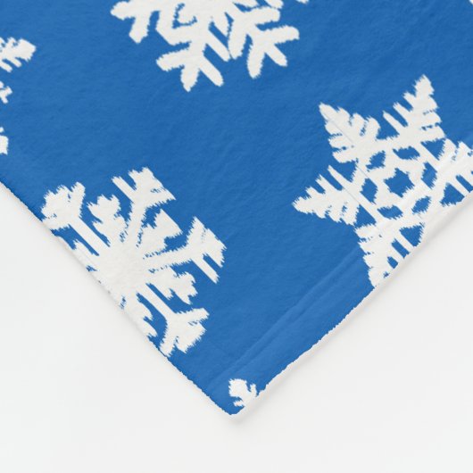 Ikat Snowflakes - Kobaltblauw en wit Fleece Deken (Hoek)
