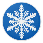 Ikat Snowflakes - Kobaltblauw en wit Keramische Knop (Voorkant)