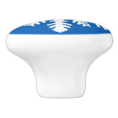 Ikat Snowflakes - Kobaltblauw en wit Keramische Knop (Zijkant)