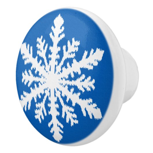 Ikat Snowflakes - Kobaltblauw en wit Keramische Knop (Rechts)