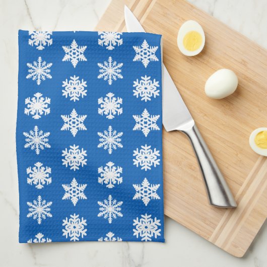 Ikat Snowflakes - Kobaltblauw en wit Theedoek (Quarter Fold)