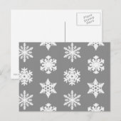 Ikat Snowflakes - Koolsteengrijs en wit Briefkaart (Voorkant / Achterkant)
