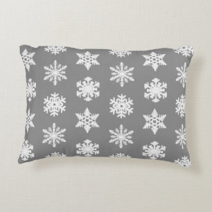 Ikat Snowflakes - Koolsteengrijs en wit Decoratief Kussen