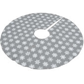 Ikat Snowflakes - Koolsteengrijs en wit Kerstboom Rok (Gekanteld)