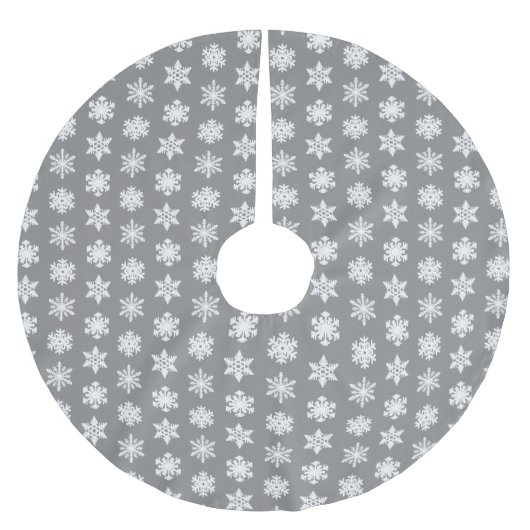 Ikat Snowflakes - Koolsteengrijs en wit Kerstboom Rok (Voorkant)