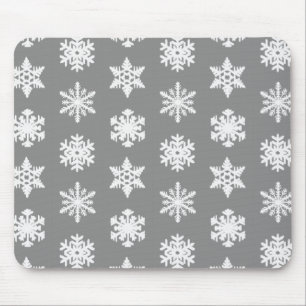 Ikat Snowflakes - Koolsteengrijs en wit Muismat