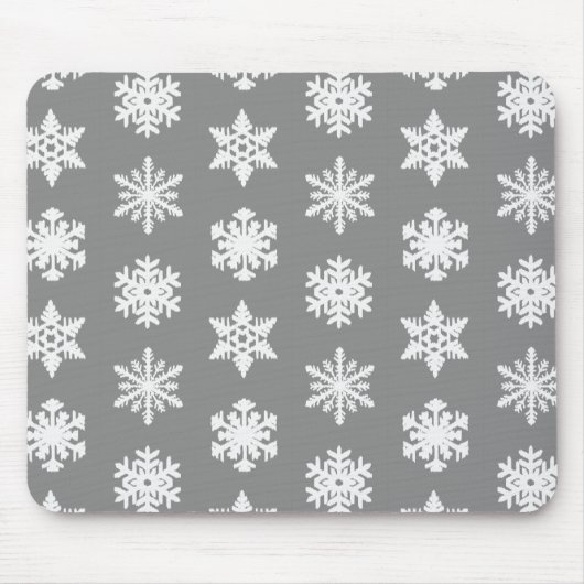 Ikat Snowflakes - Koolsteengrijs en wit Muismat (Voorkant)