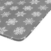 Ikat Snowflakes - Koolsteengrijs en wit Snijplank (Hoek)
