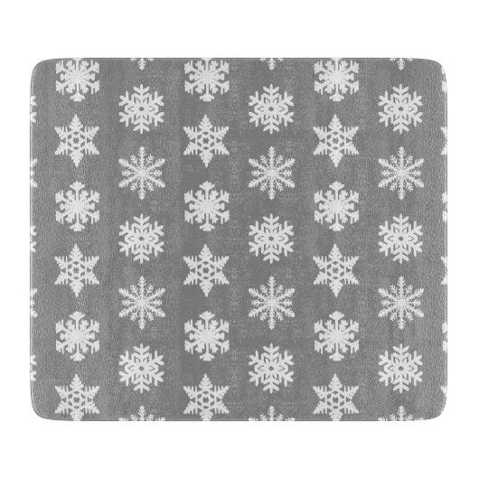 Ikat Snowflakes - Koolsteengrijs en wit Snijplank (Voorkant)