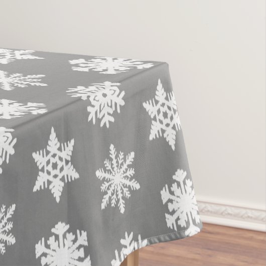 Ikat Snowflakes - Koolsteengrijs en wit Tafelkleed (Voorbeeld)
