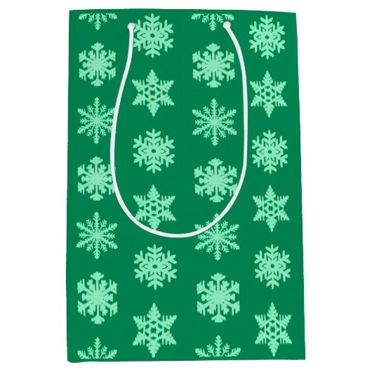 Ikat Snowflakes - Pine- en muntgroen Medium Cadeauzakje (Voorkant)
