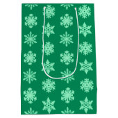 Ikat Snowflakes - Pine- en muntgroen Medium Cadeauzakje (Achterkant)