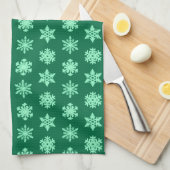 Ikat Snowflakes - Pine- en muntgroen Theedoek (Quarter Fold)