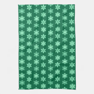Ikat Snowflakes - Pine- en muntgroen Theedoek