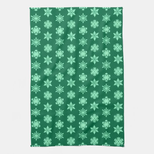 Ikat Snowflakes - Pine- en muntgroen Theedoek (Verticaal)