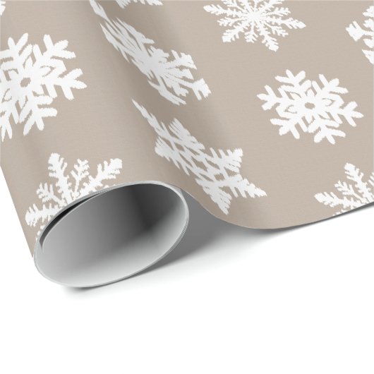 Ikat Snowflakes - Taupe tan en wit Cadeaupapier (Rol Hoek)