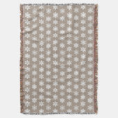 Ikat Snowflakes - Taupe tan en wit Deken (Voorkant Verticaal)