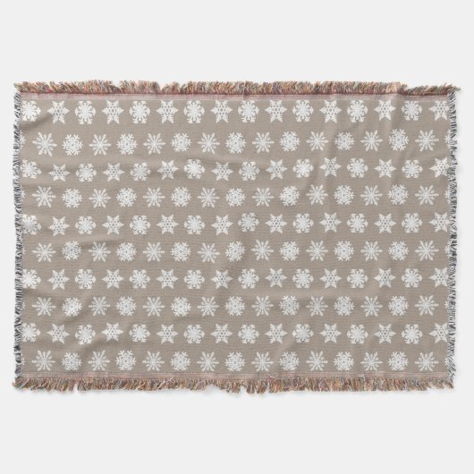 Ikat Snowflakes - Taupe tan en wit Deken (Voorkant)