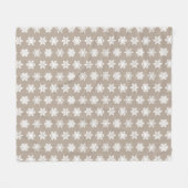 Ikat Snowflakes - Taupe tan en wit Fleece Deken (Voorkant (Horizontaal))