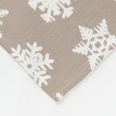 Ikat Snowflakes - Taupe tan en wit Fleece Deken (Hoek)
