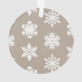 Ikat Snowflakes - Taupe tan en wit Ornament (achterkant)
