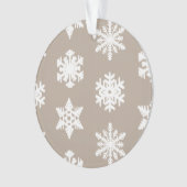 Ikat Snowflakes - Taupe tan en wit Ornament (voorkant)