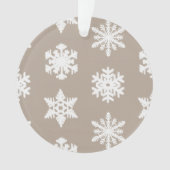 Ikat Snowflakes - Taupe tan en wit Ornament (voorkant)