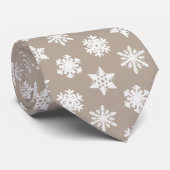 Ikat Snowflakes - Taupe tan en wit Stropdas (Opgerold)