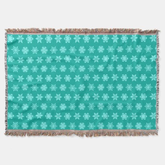 Ikat Snowflakes - Turquoise en aqua Deken (Voorkant)
