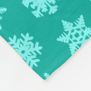 Ikat Snowflakes - Turquoise en aqua Fleece Deken