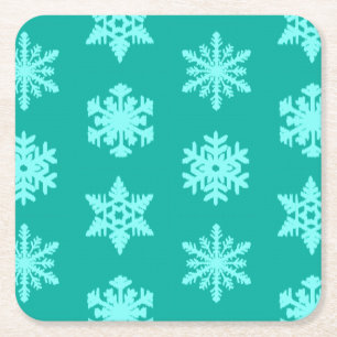 Ikat Snowflakes - Turquoise en aqua Kartonnen Onderzetters
