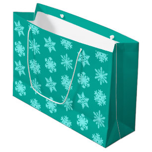 Ikat Snowflakes - Turquoise en aqua Large Cadeautasje