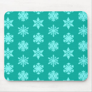 Ikat Snowflakes - Turquoise en aqua Muismat