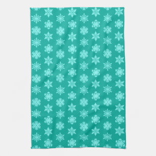 Ikat Snowflakes - Turquoise en aqua Theedoek