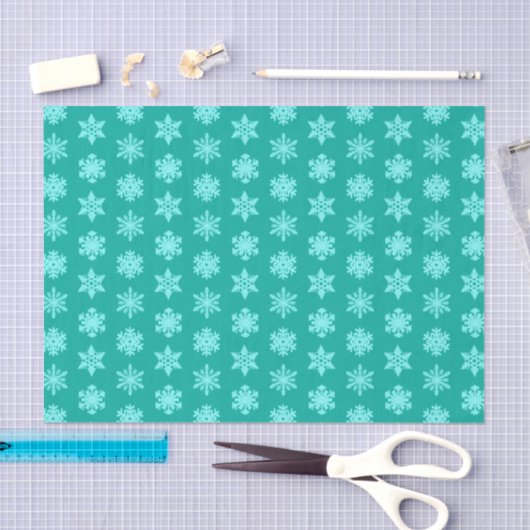 Ikat Snowflakes - Turquoise en aqua Tissuepapier (Craft)