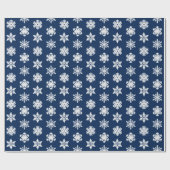 Ikat Snowflakes - White en Dark Navy Blue Cadeaupapier (Vlak)